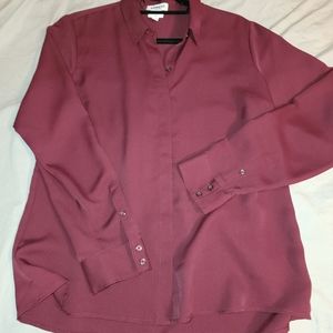 Express Cranberry Slim Fit Portofino blouse